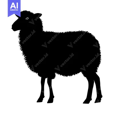 Aset desain premium: Silhouette of a Single Sheep Standing on a White Background