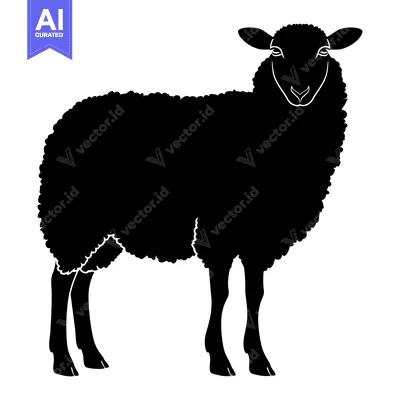 Premium design asset: Black Silhouette of a Sheep Standing on a White Background
