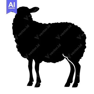 Aset desain premium: Black silhouette of a standing sheep