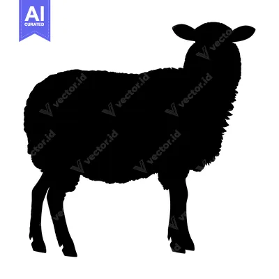 Popular premium asset: Silhouette of a Sheep Standing on a White Background