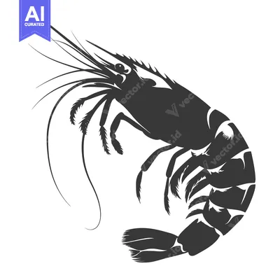 Aset premium populer: Silhouette of a Shrimp with Curved Body and Long Antennae