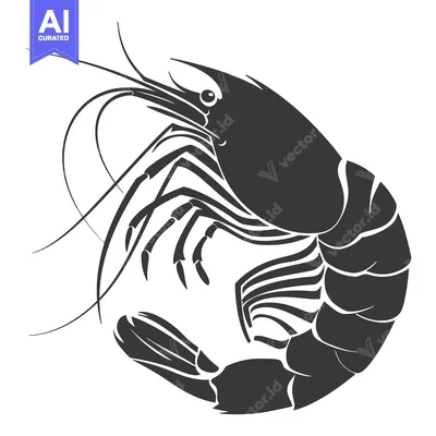Aset premium populer: Silhouette of a Shrimp Curled in a Circular Shape