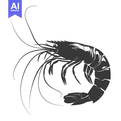 Aset desain premium: A Black and White Silhouette of a Shrimp