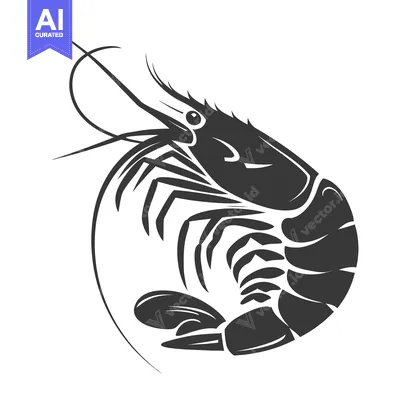 Aset premium populer: Black and White Silhouette of a Shrimp with Curled Tail
