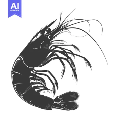 Aset premium populer: Black and White Silhouette of a Shrimp Curled in a Circle