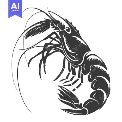 Aset premium populer: Black and White Silhouette of a Shrimp with Extended Antennae