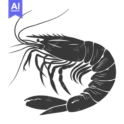 Aset premium populer: Black and White Silhouette of a Shrimp with Its Claws Extended