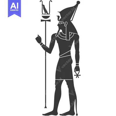 Silhouette of the Egyptian God Horus Holding a Was Scepter