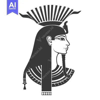 Aset premium populer: Silhouette of an Egyptian Goddess with a Sun Disk Headress