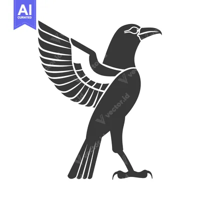 Aset premium populer: Stylized Black and White Illustration of a Bird with Spread Wings