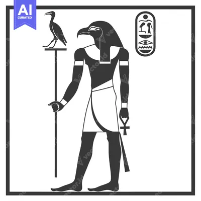 Black and White Illustration of the Egyptian God Thoth