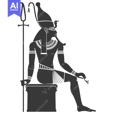 Aset desain premium: A Sitting Egyptian God Holding a Staff