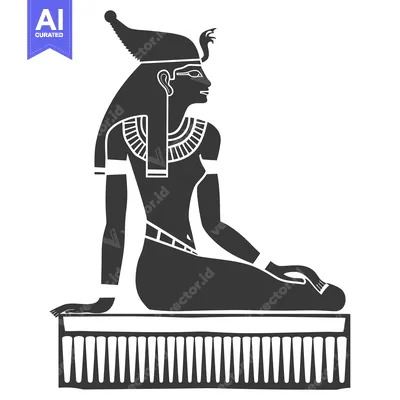 Aset premium populer: Black and White Silhouette of an Egyptian Goddess Sitting on a Throne