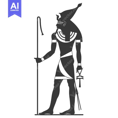 Silhouette of the Egyptian God Osiris Holding a Crook and Flail