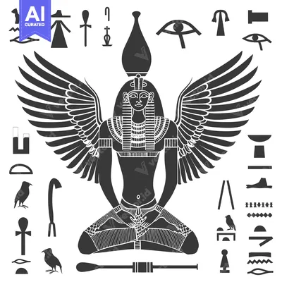 Aset premium populer: Egyptian Goddess with Wings and Hieroglyphs