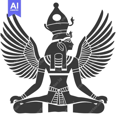 Aset premium populer: Black and White Silhouette of a Seated Winged Goddess