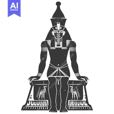 Aset premium populer: A silhouette depiction of an Egyptian pharaoh seated on a throne with