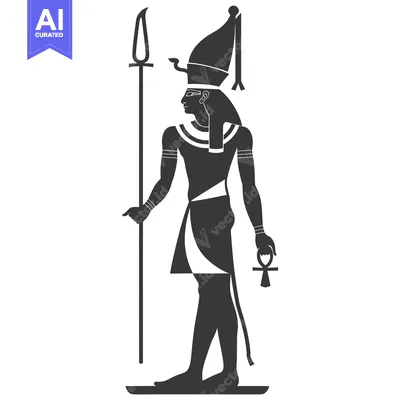 Aset premium populer: Silhouette of an Egyptian God Holding a Spear and Ankh