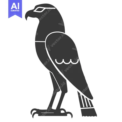 Premium design asset: Silhouette of a Stylized Falcon with a Curved Beak and Feathered Tail