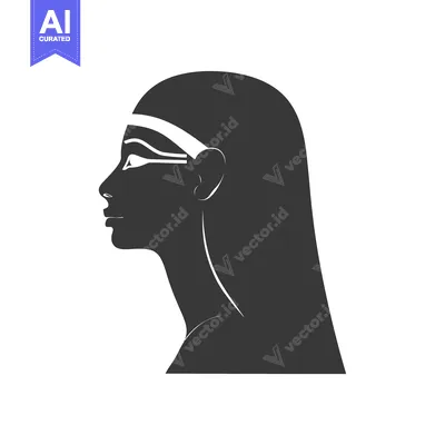 Aset desain premium: Silhouette of an Egyptian Woman with White Eye Makeup