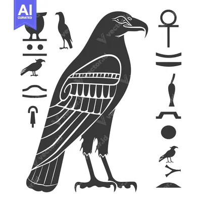 Premium design asset: Hieroglyphic Representation of an Egyptian God with Bird Features