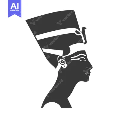 Aset desain premium: Silhouette of an Egyptian Queen Wearing a Headpiece