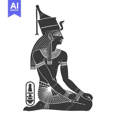 Aset premium populer: Kneeling Egyptian Pharaoh with a Tall Crown and a Serpent