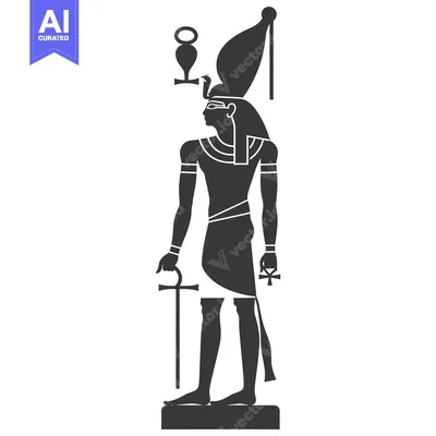 Premium design asset: Silhouette of an Egyptian God with Symbols