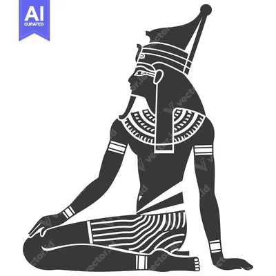 Aset premium populer: Egyptian God Sitting in Profile with a Crown and a Beard