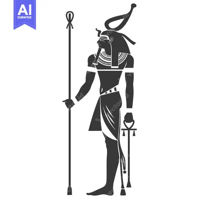 Silhouette of an Egyptian God Holding a Crook and Flail