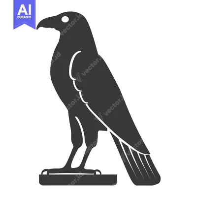 Black and White Silhouette of a Raven Standing on a Base