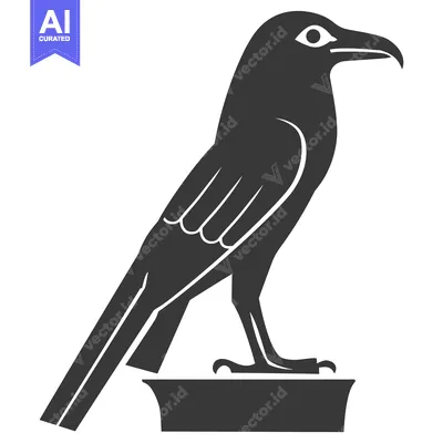 Stylized Silhouette of a Raven Standing on a Pedestal