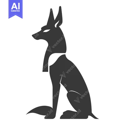 Aset premium populer: A Black and White Silhouette of an Egyptian Jackal Deity