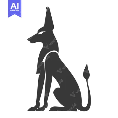 Aset premium populer: A Black Silhouette of an Egyptian Jackal God Anubis Sitting