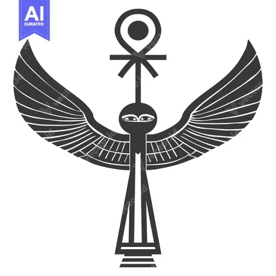 Ankh and Wings Symbol of Egyptian Goddess, Maat