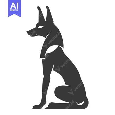 Black and White Silhouette of an Egyptian Jackal God