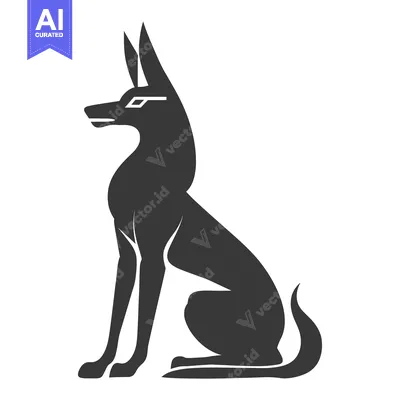 Aset desain premium: Black and White Silhouette of a Sitting Jackal