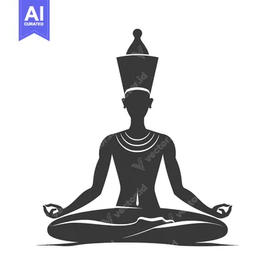 Premium design asset: A Silhouette of an Egyptian Pharoah in Meditation Pose