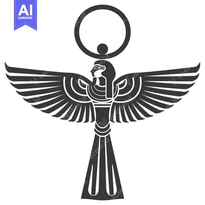 Aset premium populer: Black and White Symbolic Representation of the Egyptian Goddess Isis