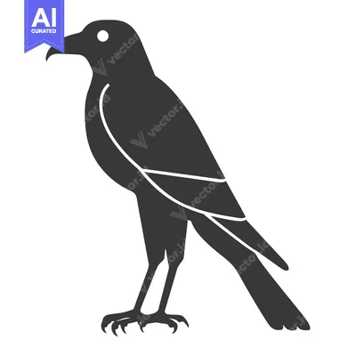 Popular premium asset: Black and White Silhouette of a Crow Standing on White Background
