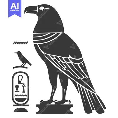Aset premium populer: Egyptian Hieroglyph of Horus, God of the Sky, with an Ankh and Eye of
