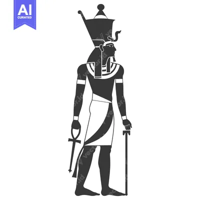 Silhouette of an Egyptian God Holding a Crook and Flail