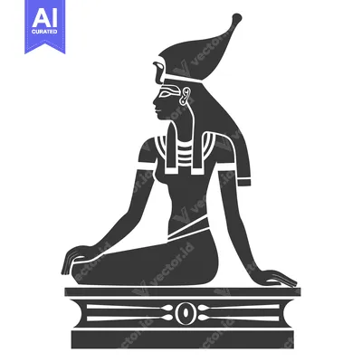Aset premium populer: Black and White Silhouette of an Egyptian Goddess