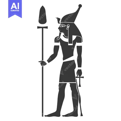 Aset premium populer: Silhouette of an Egyptian god holding a staff and an ankh