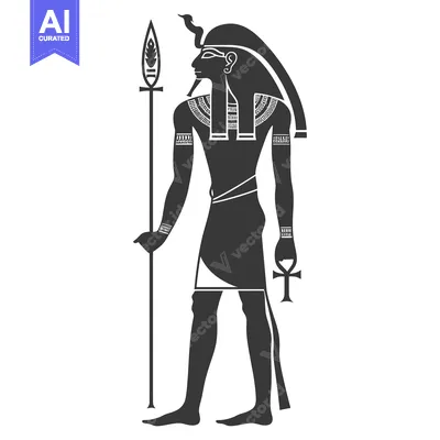 Aset premium populer: Silhouette of an Egyptian Pharaoh Holding a Staff and an Ankh