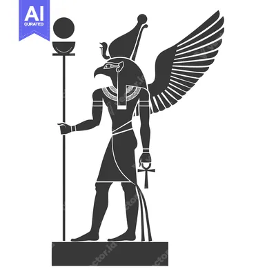 Black and White Illustration of the Egyptian God Horus