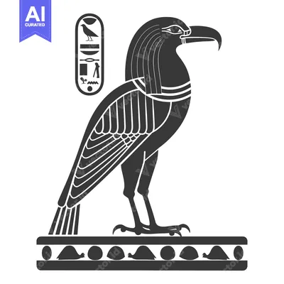 Premium design asset: Stylized Egyptian Hieroglyph Depicting a Bird with a Cartouche