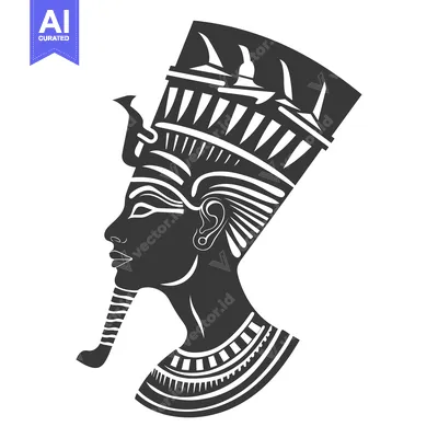 Aset premium populer: Black and White Silhouette of an Egyptian Queen with a Crown