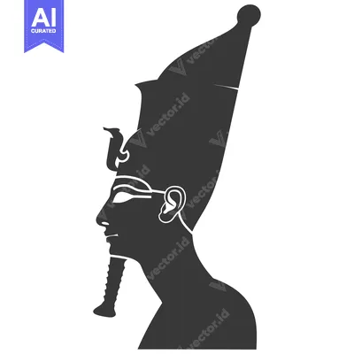 Premium design asset: Profile Silhouette of an Egyptian Pharaoh Wearing a Tall Crown