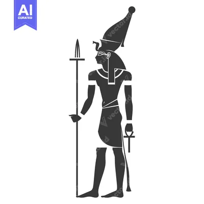 Silhouette of the Egyptian God Osiris Holding a Staff and Ankh